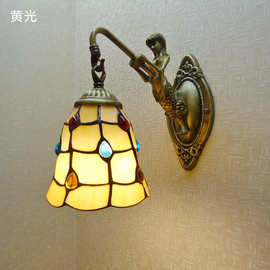批发浴室卫生间镜柜灯蒂凡尼欧美式走廊过道彩色玻璃美人鱼壁灯具