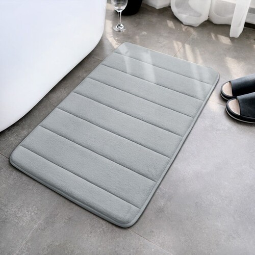 Solid Color Coralline Velvet Entrance Mat, Flat Pressed Flower Stone Memory Foam Absorbent Door Mat, Kitchen Foot Mat, Cross-border