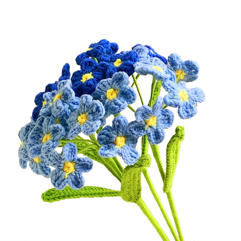 Forge-me-not ramo eterno tejido a mano ganchillo gancho lana flor artificial producto terminado regalo para el Día del Maestro