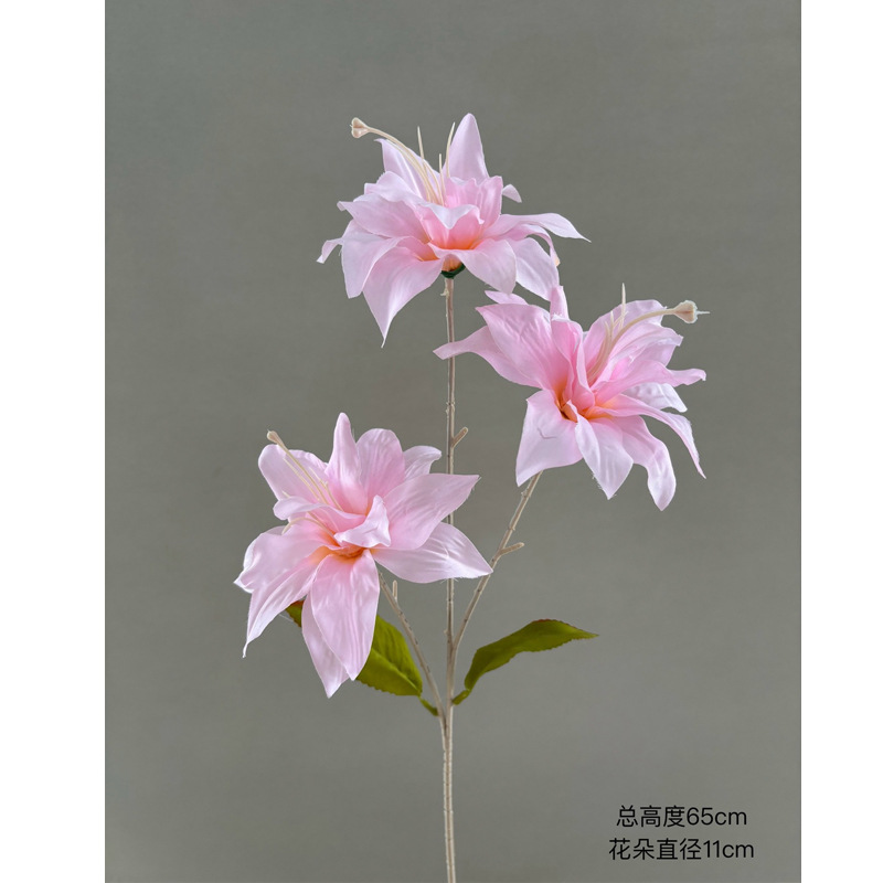 Flor simulada 3 cabezas lirio rosa lirio rojo accesorios de boda boda decoración al aire libre flor de seda camino tira de flores