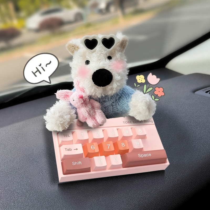 Tarjeta de estacionamiento temporal del automóvil lindo West Highland Puppy Keyboard Teléfono del automóvil Número de matrícula Decoración del automóvil Mover el automóvil