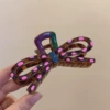 4# black pink polka dot bow-12cm