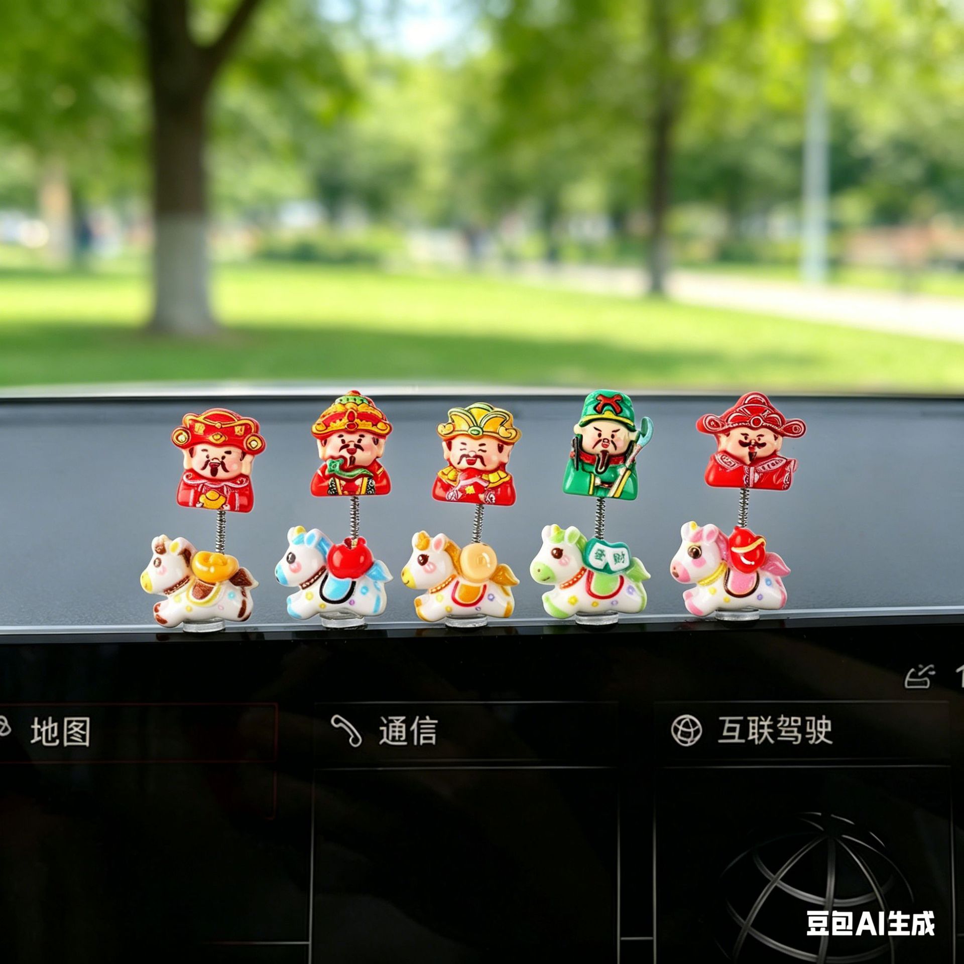 2026 nuevos cinco caminos de la fortuna adornos de automóviles de escritorio de oficina montados en automóviles Zhongtongtai decoración suministros de automóviles eléctricos