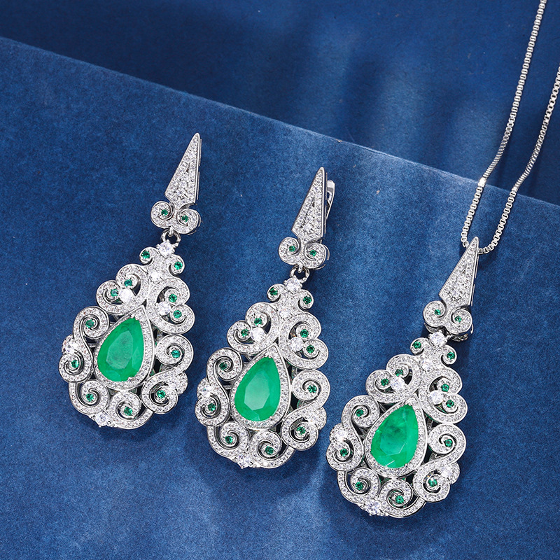 Zhuang Sheng joyería fondo de cobre chapado en oro simulación abuela Palacio Verde estilo retro traje femenino piedra principal 8*12