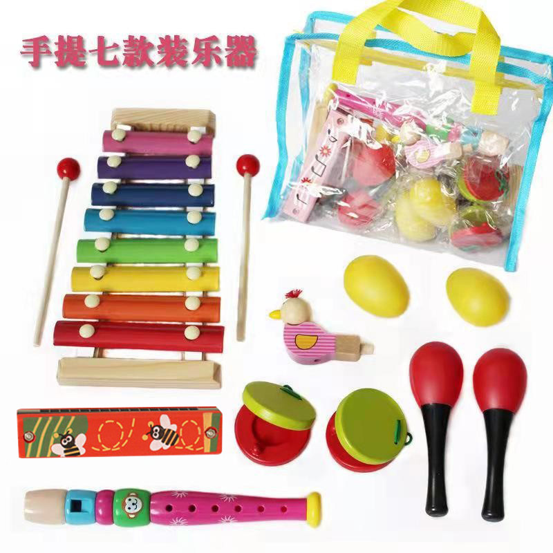 Traje de instrumento musical 19 piezas Instrumento de percusión infantil jardín de infantes para niños música para bebés educación temprana material didáctico 1,2
