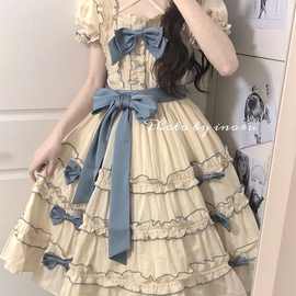 甜美可爱lolita公主裙优雅蝴蝶结重工连衣裙公主洛丽塔超仙洋装