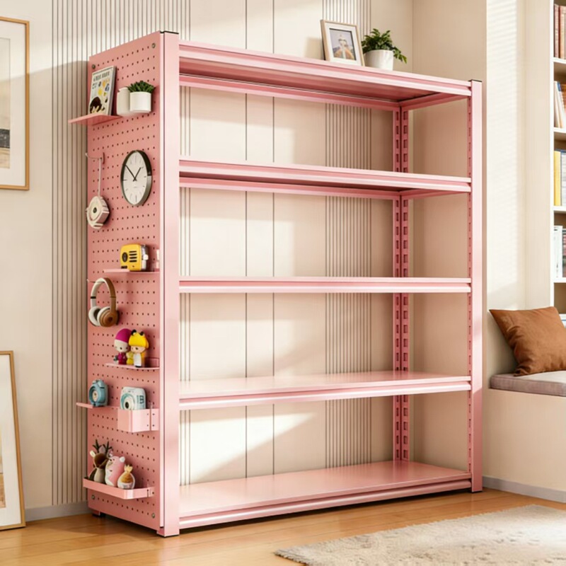 Pink Household Storage Rack Bookshelf Floor-Standing Multi-Layer Shelf Pegboard Living Room Toy Colorful Storage Rack Storage Shelf