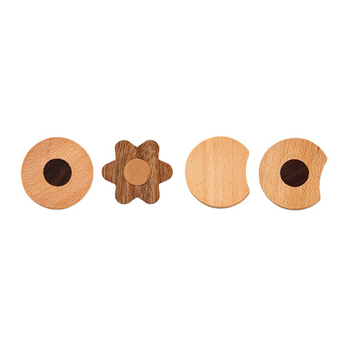 Nordic Wooden Wall Zelkova Cartoon Door Back Hook No Hole Entry Wall Sticky Hook Creative Home Clothes Hook 