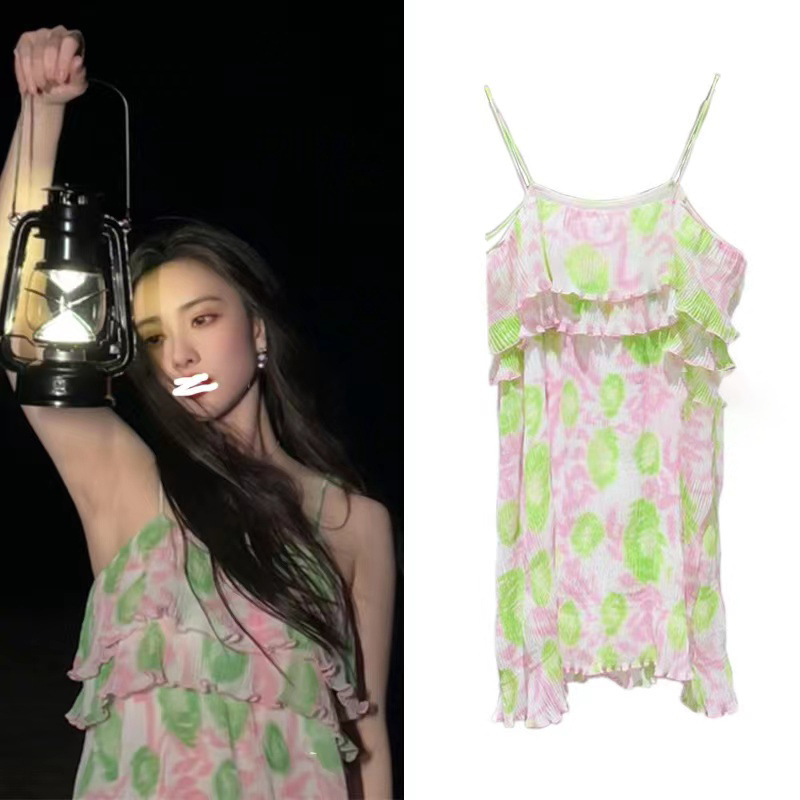 Zhuoya Dancer Nordic G Home/23 Summer New Star Sling Ruffled Printed Dress 51085 Zhuoya Dancer Nordic G Home/23 Summer New Star Sling Ruffled Printed Dress 51085
