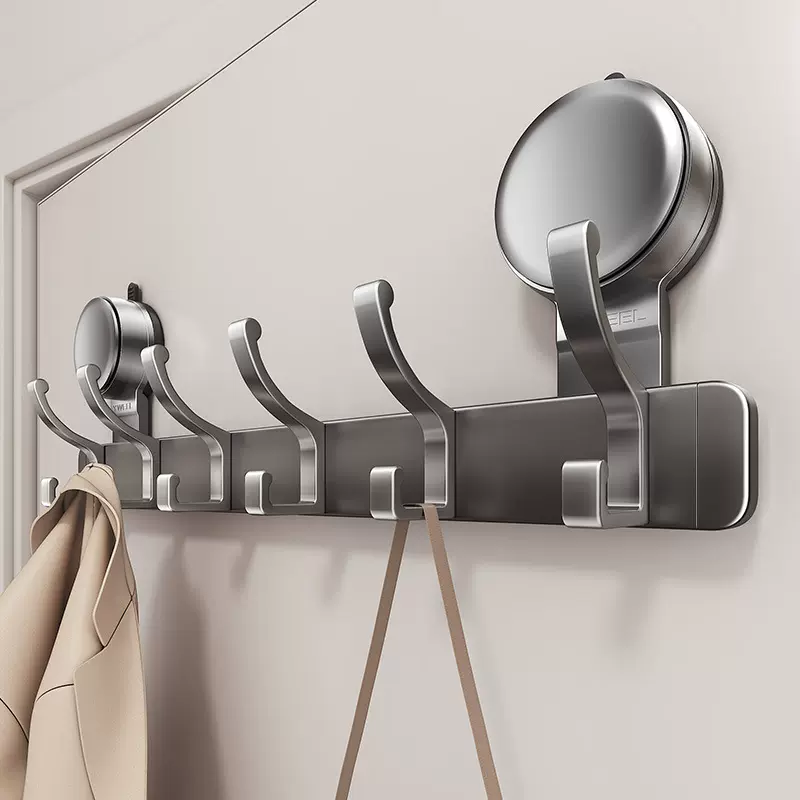 吸盘挂钩免打孔强力承重浴室卫生间门后挂衣架厨房排钩挂钩壁挂式
