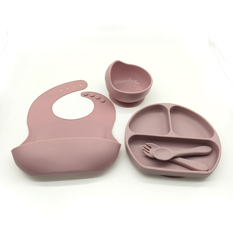 Complemento alimenticio transfronterizo para niños, plato de silicona, plato de suplemento alimenticio para bebés, plato de comida sonriente de seis piezas, vajilla para alimentación maternoinfantil al por mayor