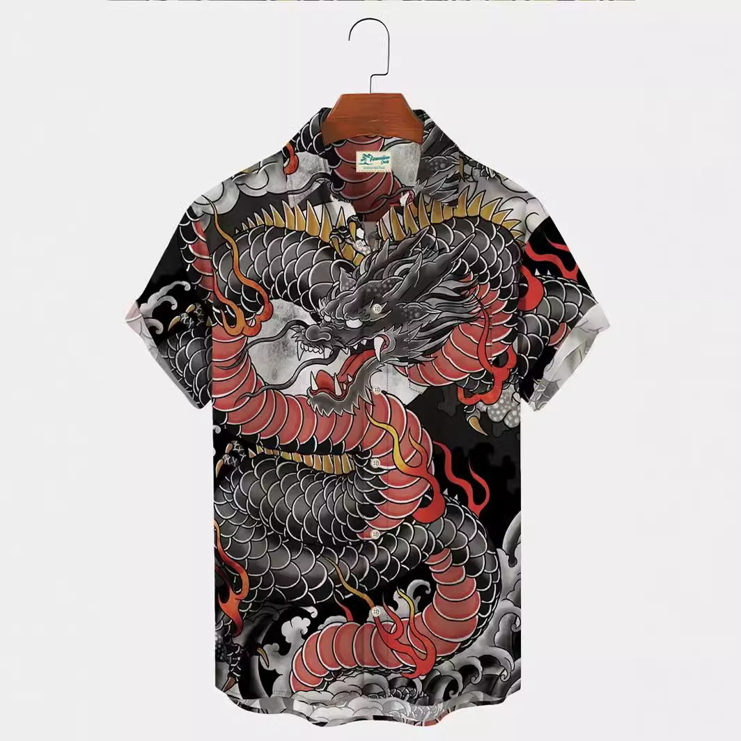 2023 nueva moda verano casual impresión 3D camisa hawaiana vacaciones para hombres junto al mar fábrica transfronteriza al por mayor