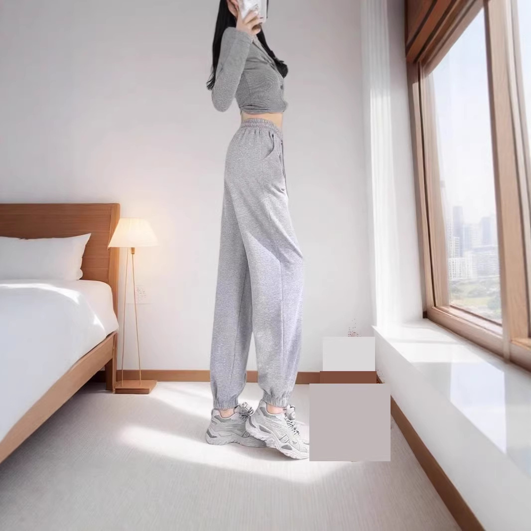 Gray Sweatpants for Tall Women, Extra-Long Joggers, 175cm Casual Pants, 2026 Spring and Autumn New High-Waisted Sweatpants