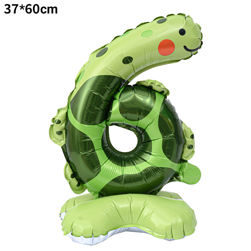 Transfronteriza nueva columna digital de animales de 23 pulgadas globo de aluminio forma de dibujos animados 0-9 decoración de diseño de escena de cumpleaños