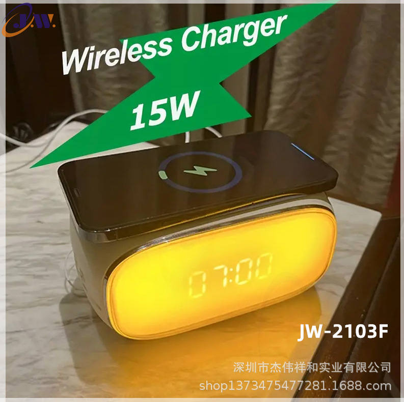 源厂可调光床头灯双闹钟自然声白噪音倒计时带收音机音箱电子闹钟