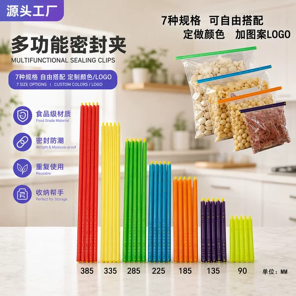 Yikai Food Sealing Clips Snack Sealing Clips Multi-Specification with Logo Printing Options Household Plastic Bag Preservation Clips