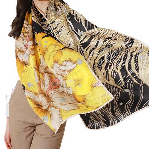 Hangzhou Silk Scarf Women's Versatile Korean Style Light Luxury Style Calla Lily Long Mulberry Silk Scarf Anti-Tank Shawl