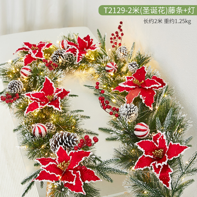 クリスマス装飾品創意暗号化植毛雪花藤条ホテルデパートのショーウインドーのドアの階段手すりの配置