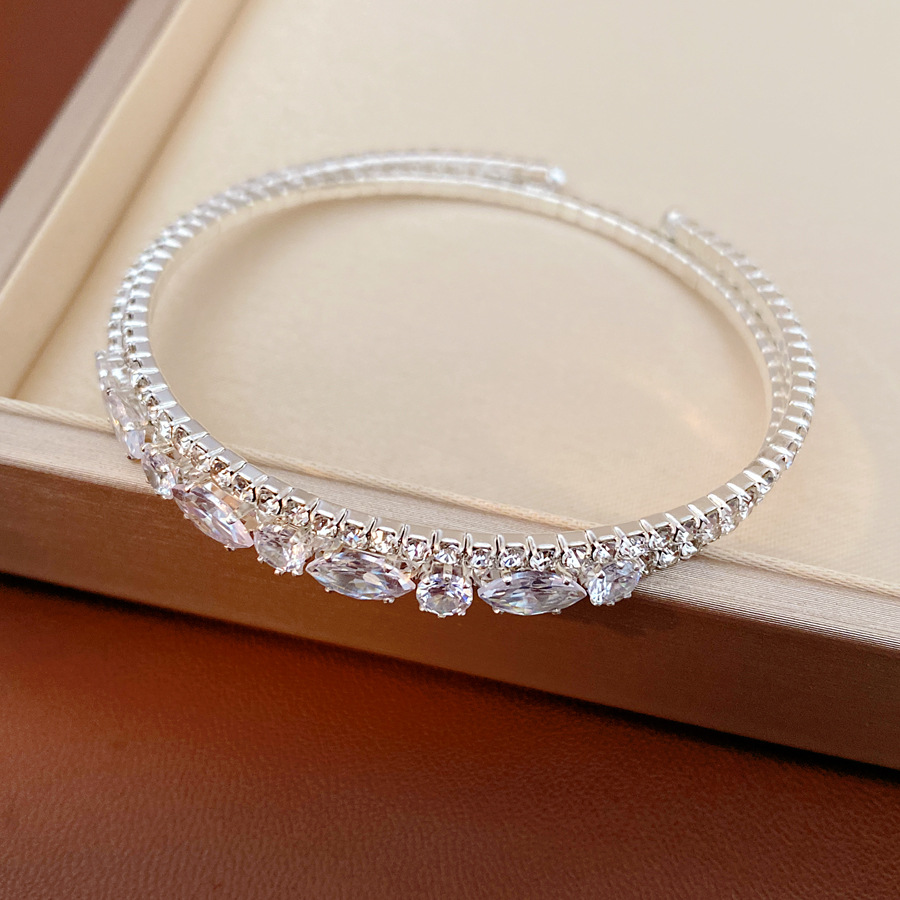 Diamantes arroz redondo geométrico pulsera elástica de doble capa temperamento pulsera de moda de alta calidad lujo ligero nicho joyería al por mayor