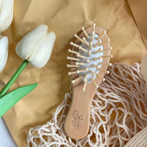 Travel Convenient Comb for Children Cute Solid Wood Anti-static Comb Air Cushion Mini Comb BH272