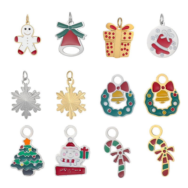 Christmas Pendant Stainless Steel Fashion Accessories Jewelry Niche Simple Christmas Pendant DIY Accessories Wholesale