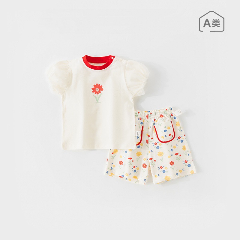 Children's suit Summer Thin Baby Clothes Going Out Short-sleeved Shorts Two-piece Girls' T-shirt Set Children's Clothes