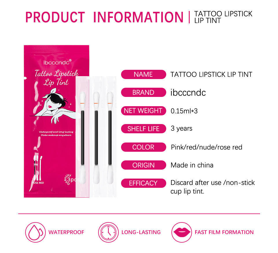 ibcccndc's new 3-pack pocket cotton swab lip gloss velvet matte portable cotton swab lipstick Specification drawing