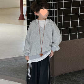 男童潮牌卫衣春秋款2025新款痞帅儿童秋季衣服男孩中大童连帽上衣