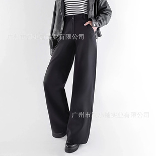 Black Suit Pants Women's Autumn and Winter 2025 New Spring High-grade Dagging fleece-lined Casual Straight Narrow Wide-leg Pants