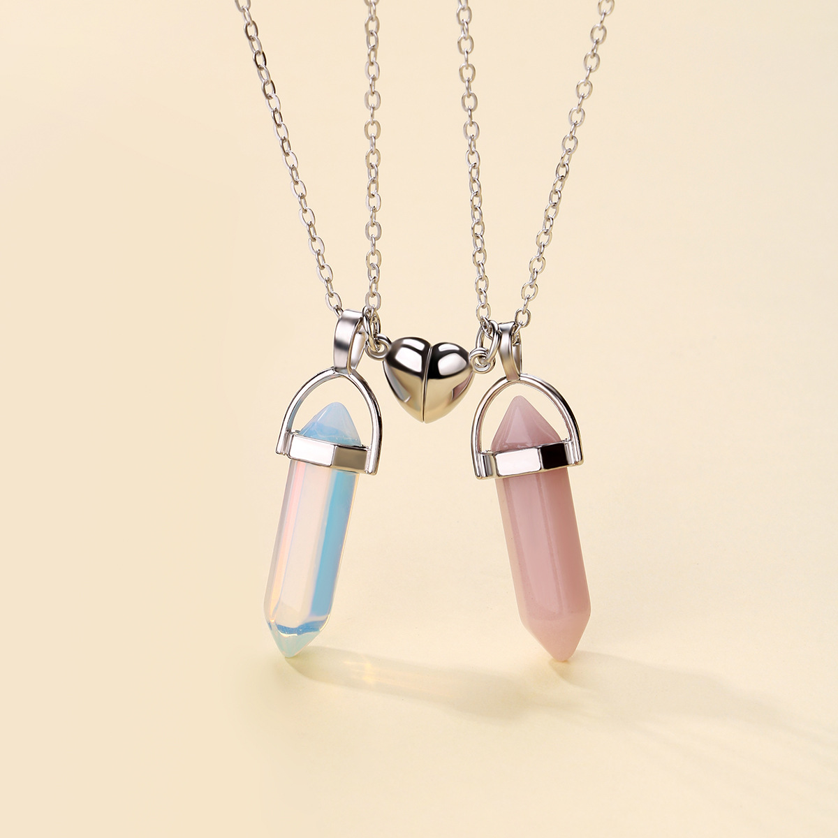 24g Weight Natural Stone Pendant Material Pendant Necklace Classification Copper Clad Iron Chain Material cable chain Chain Type 1 Pair Quantity Daily Occasion natural stone, Copper Clad Iron Material Geometric, Heart Shape Pattern Couple Gender Hip-Hop Style Hip-Hop Geometric Heart Shape Natural Stone Copper Clad Iron Cable Chain Pendant Necklace In Bulk 6