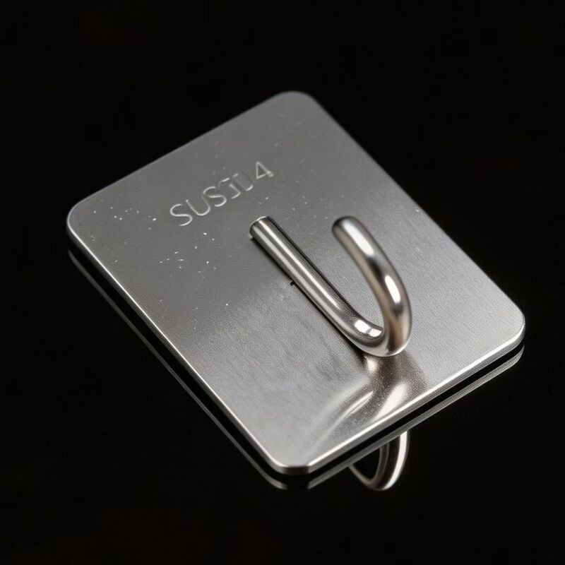 Stainless steel no-drill adhesive hooks, strong load-bearing, for kitchen and bathroom towel wall hanging, thickened coat hooks, wholesale
