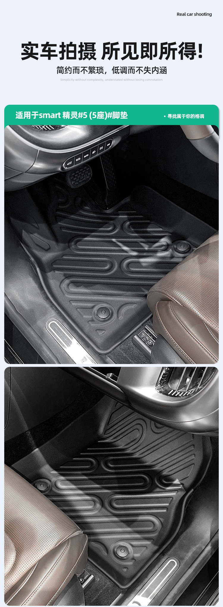 Car Floor Mats for Smart #5 2024 Waterproof TPE Trunk Mat