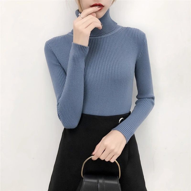 Women's turtleneck sweater with overcoat autumn and winter inner wear thickened slim short tight wool solid color knitted bottoming shirt Women's turtleneck sweater with overcoat autumn and winter inner wear thickened slim short tight wool solid color knitted bottoming shirt