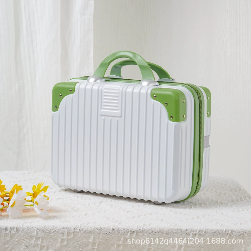 Handheld cosmetic storage box 14-inch suitcase, partitioned interior and portable handle