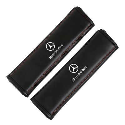 Seat belt shoulder pad Leather Safety Belt Protector Anti-Neck - double-line-shoulder-pads-mercedes-benz