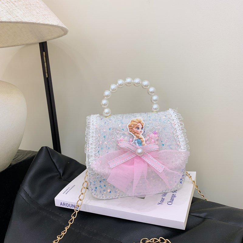 Nuevo bolso para niños niña pequeña bolso de cadena de perlas bolso de mano princesa de moda monedero de hombro