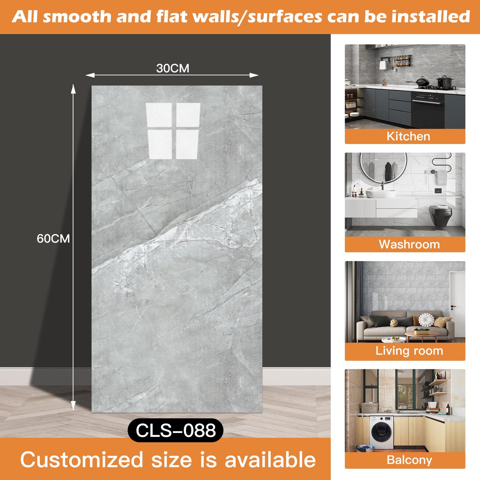 Azulejo de imitación transfronterizo pegatinas de pared papel tapiz autoadhesivo impermeable y a prueba de humedad pegatinas de mármol de baño papel tapiz de pared de fondo restaurado