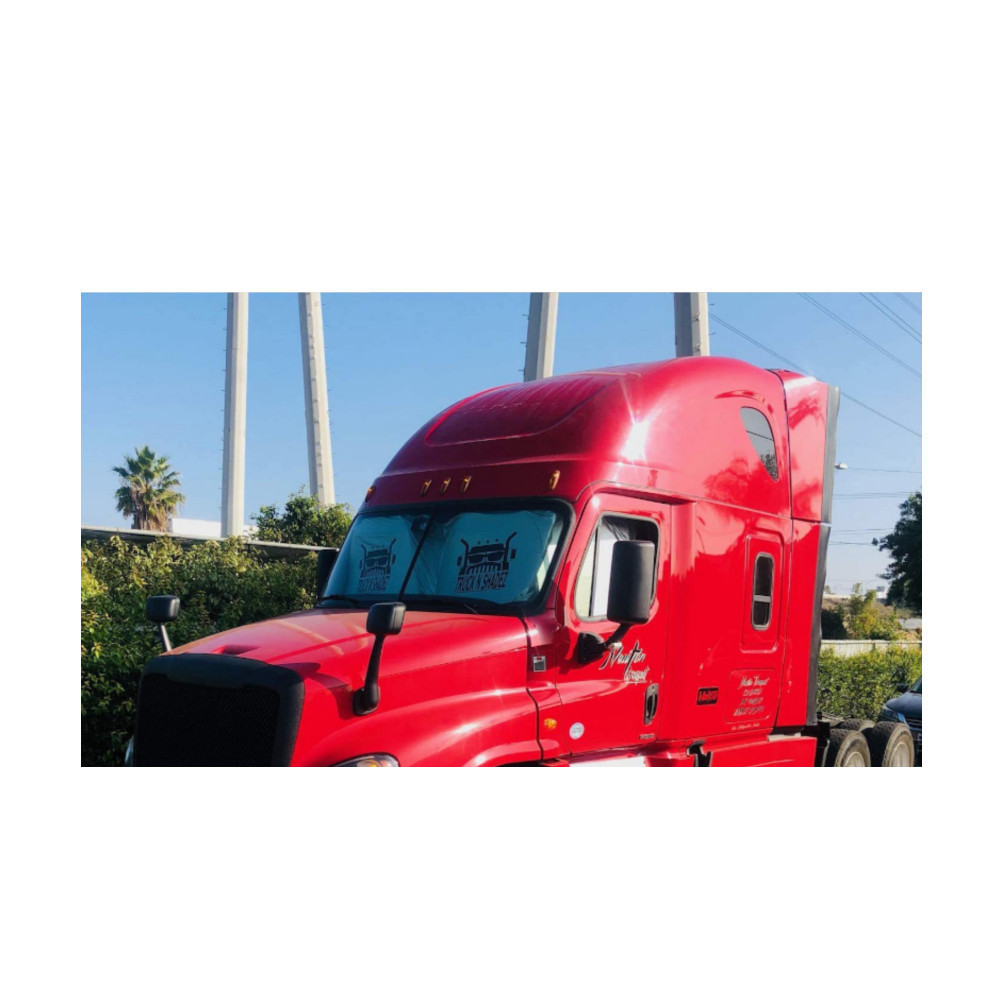 Truck Front Sunshade with Four Circles, Extended Full Window Coverage, Thickened 240t Silver-Coated Cloth Sunshade and Heat Insulation Sunshade