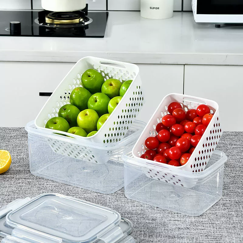 Двухъярусная дуршлаг-корзина для хранения свежих продуктов, домашняя кухонная коробка для заморозки, банка с крышкой, пищевой холодильник для хранения с крышкой