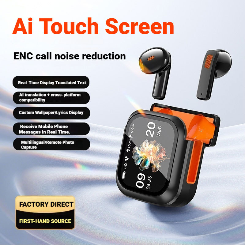 Ai Translate Hot-Selling Touchscreen True Wireless Earbuds Bluetooth Headphones with Four-Mic Enc Call Noise Reduction Kne20 Bluetooth Earphones