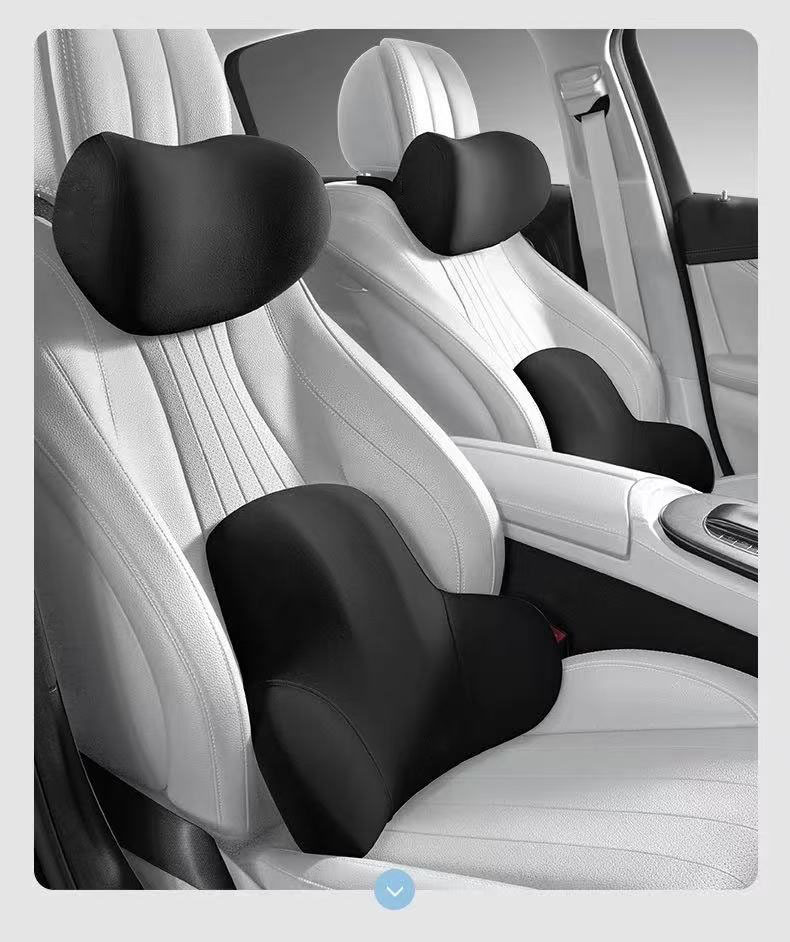 Car Lumbar Support Memory Foam Cushion, Car Seat Backrest Pad, Car Seat Headrest for Female Drivers, Driving Essential