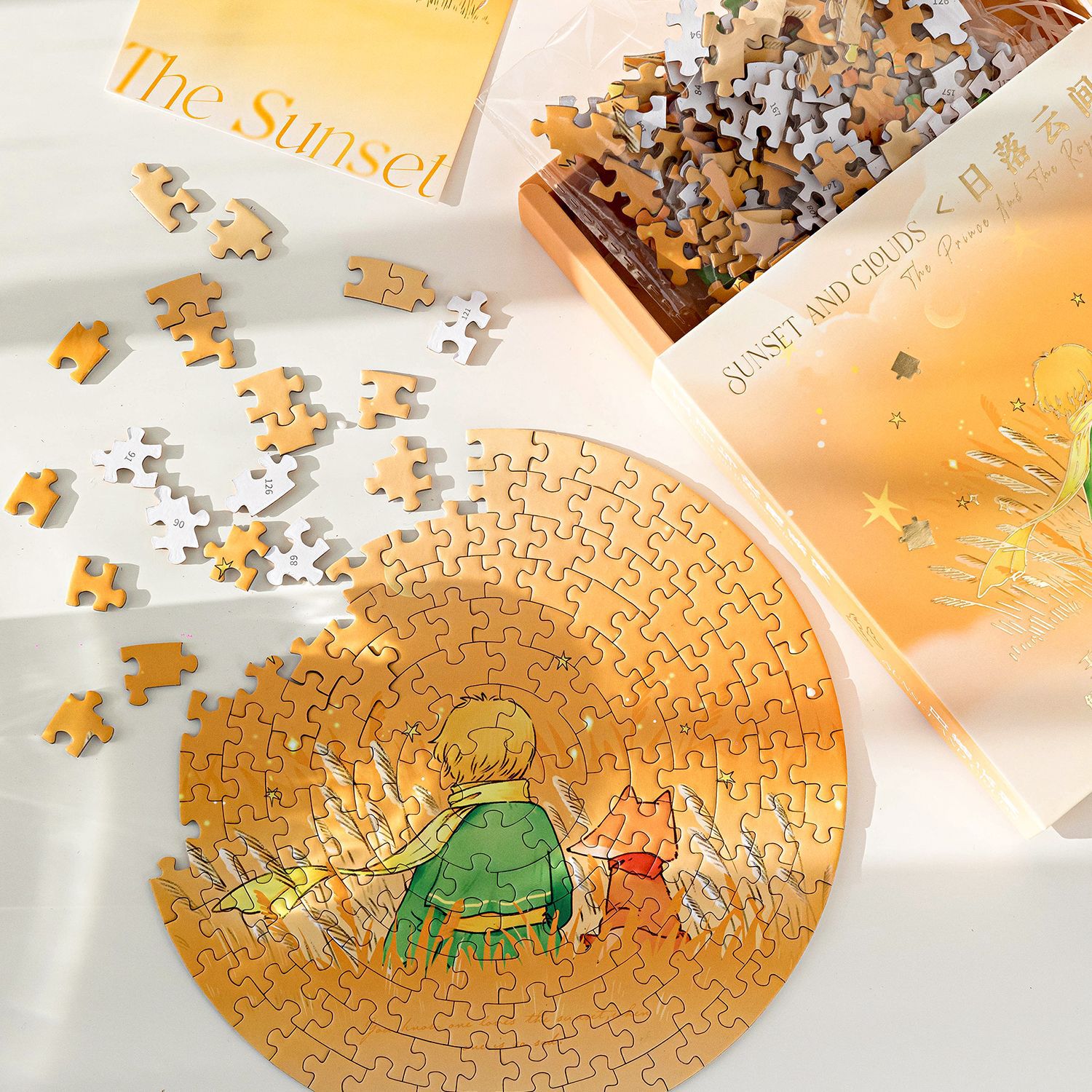 Momo caja de regalo rompecabezas redondo Príncipe y Rosa serie Luz Retro pequeño Príncipe descompresión rompecabezas bolsa de material