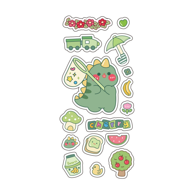 Animal de dibujos animados chica pegatinas PET transparente sin marcas a prueba de mar pegatinas de cuentas de mano adorable taza de agua decoración material pegatinas