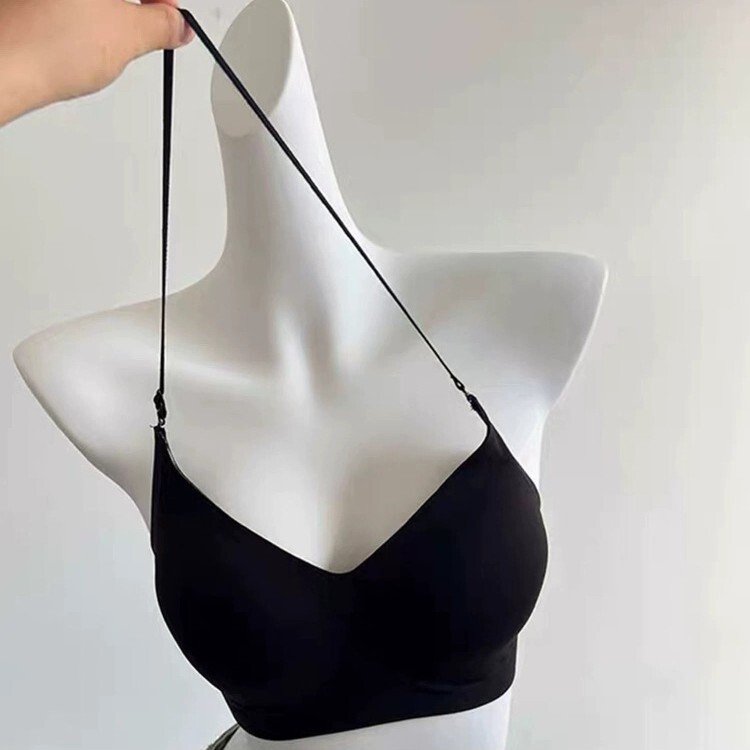Large Backless Multi-Wear Halter Strap Beautiful Back Bra for Women with Small Bust, Push-Up, Thickened, Seamless Bra