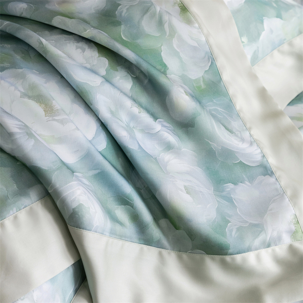 Summer Cool Ice Silk Duvet Cover Set Breathable Lyocell Bedding_voghion.com