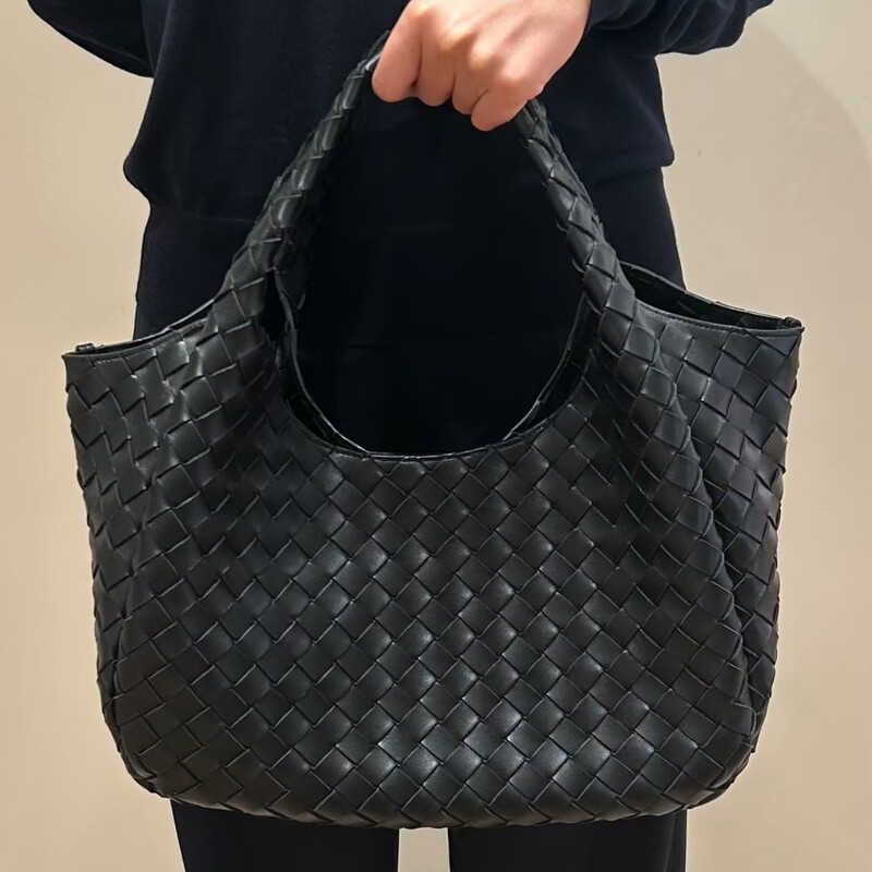 Bv Cross-Border Genuine Leather Campana Woven Bag Large Capacity Shoulder Underarm Bag Handbag Tote Basket Bag Fashionable Women's Bag