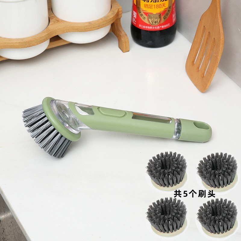 Cocina de mango largo cepillo de paneles artefacto líquido automático cepillo de paneles lavavajillas cepillo de lavavajillas doméstico alambre de acero bola limpia