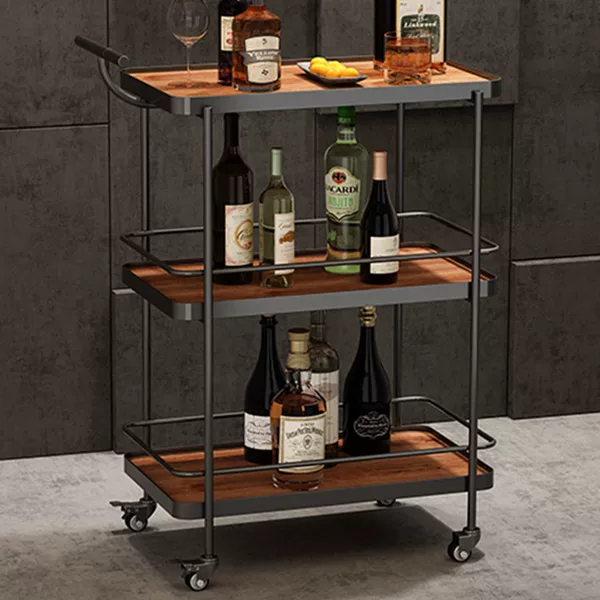 Hotel high-end mobile dining car trolley restaurant cake wine car storage rack three-layer household iron trolley