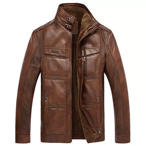 Winter keep warm jacket, genuine leather, for middle age