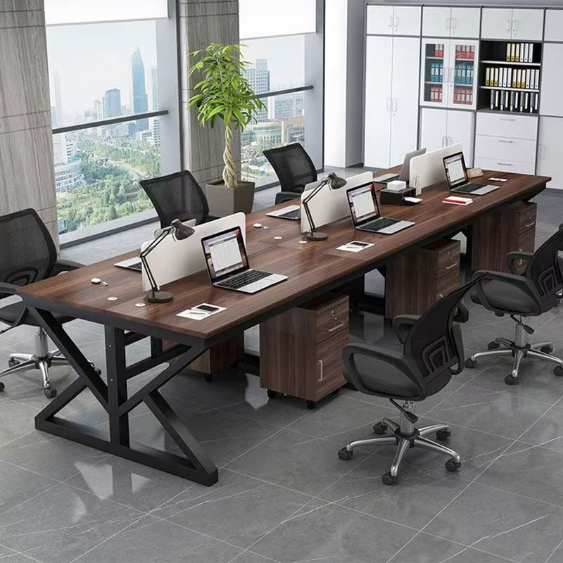 Simple Modern Staff Desks for 2/4/6 People with Screens, Dedicated Office Computer Desk and Chair Set